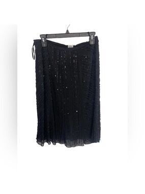 Zelda 100% Silk Beaded Sequin Midi Skirt Black Size 4
